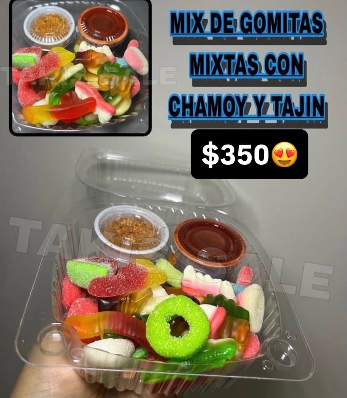 Mix de gomitas mixtas con chamoy y Tajín