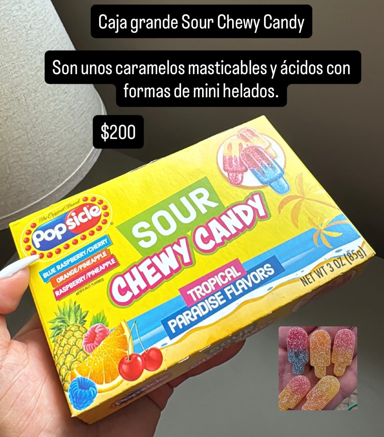 Popsicle Sour Chewy Candy Tropical Paradise Flavors