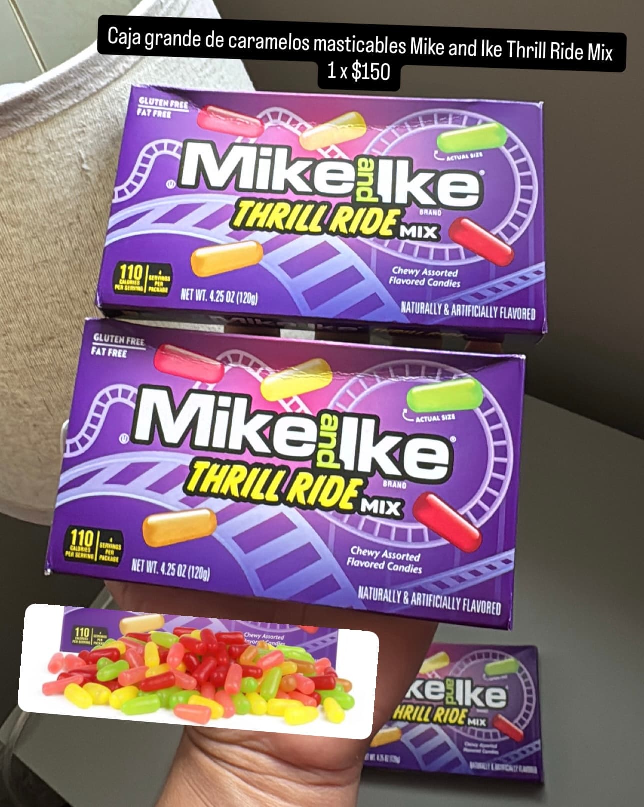 Mike and Ike Thrill Ride Mix, caja grande de caramelos masticables