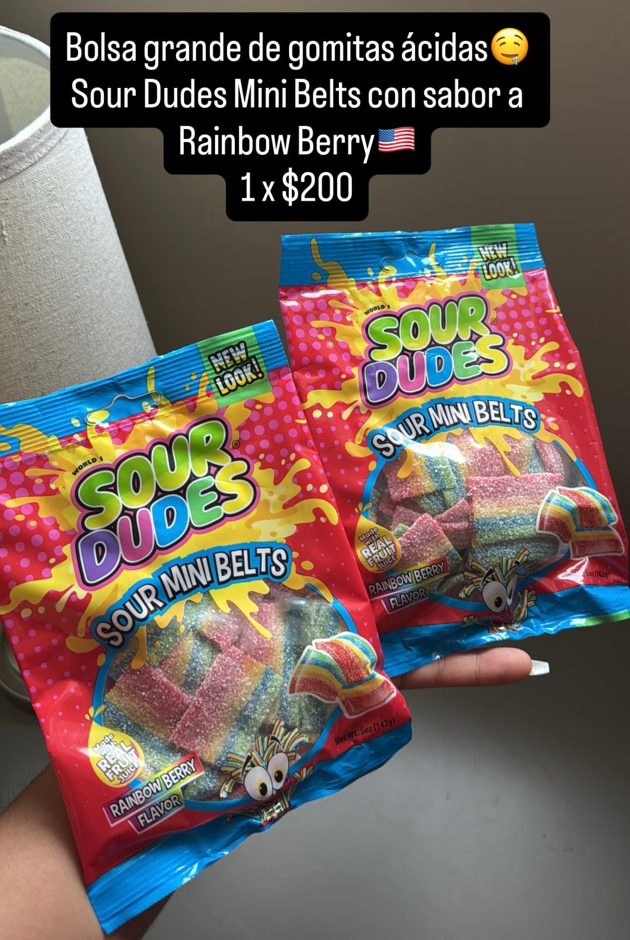 Sour Dudes Sour Mini Belts Rainbow Berry