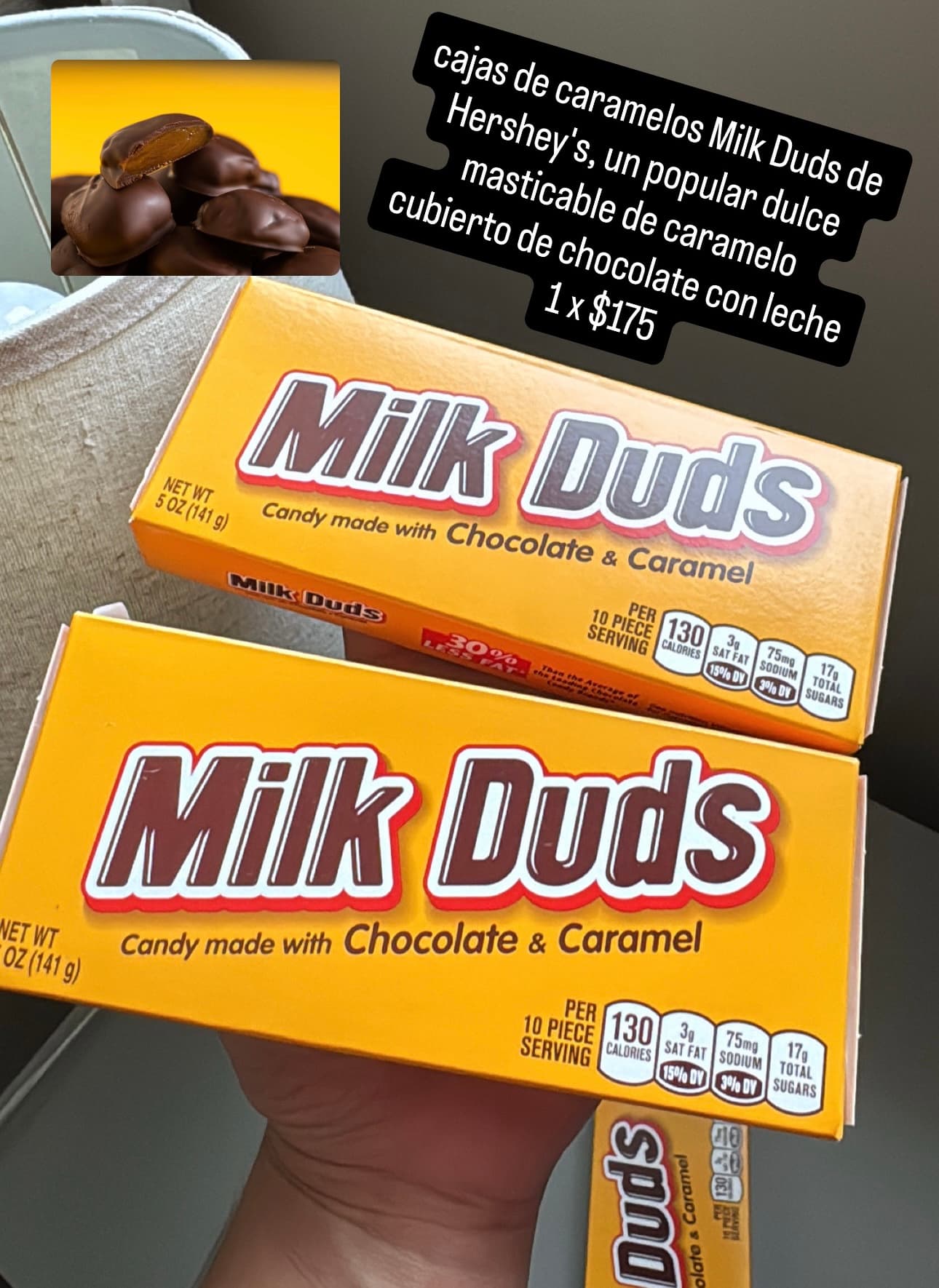 Milk Duds Hershey's caja de caramelos con chocolate y caramelo