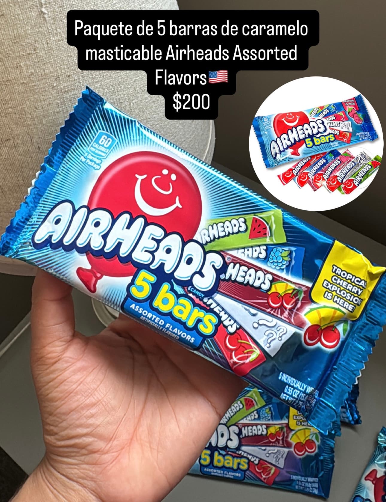 Airheads Assorted Flavors paquete de 5 barras