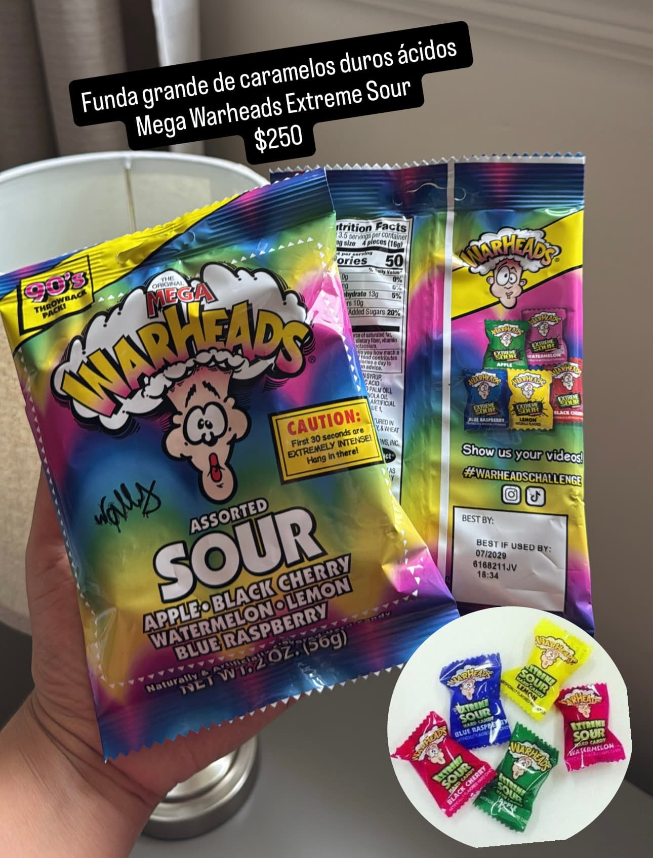 Mega Warheads Extreme Sour surtidos, funda grande 5 oz
