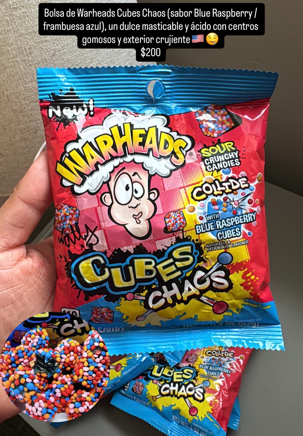 Warheads Cubes Chaos Cold Side Blue Raspberry