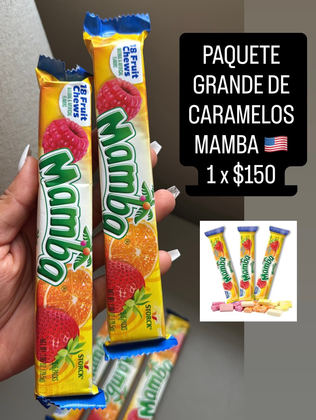 Mamba Fruit Chews paquete grande de 18 caramelos