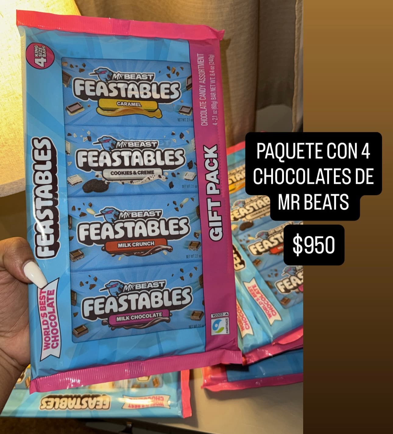 Paquete de 4 chocolates Feastables MrBeast