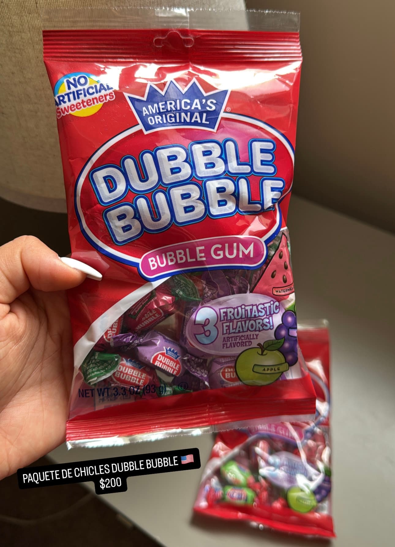 Chicles Dubble Bubble Fruitastic Flavors, paquete 3.3 oz
