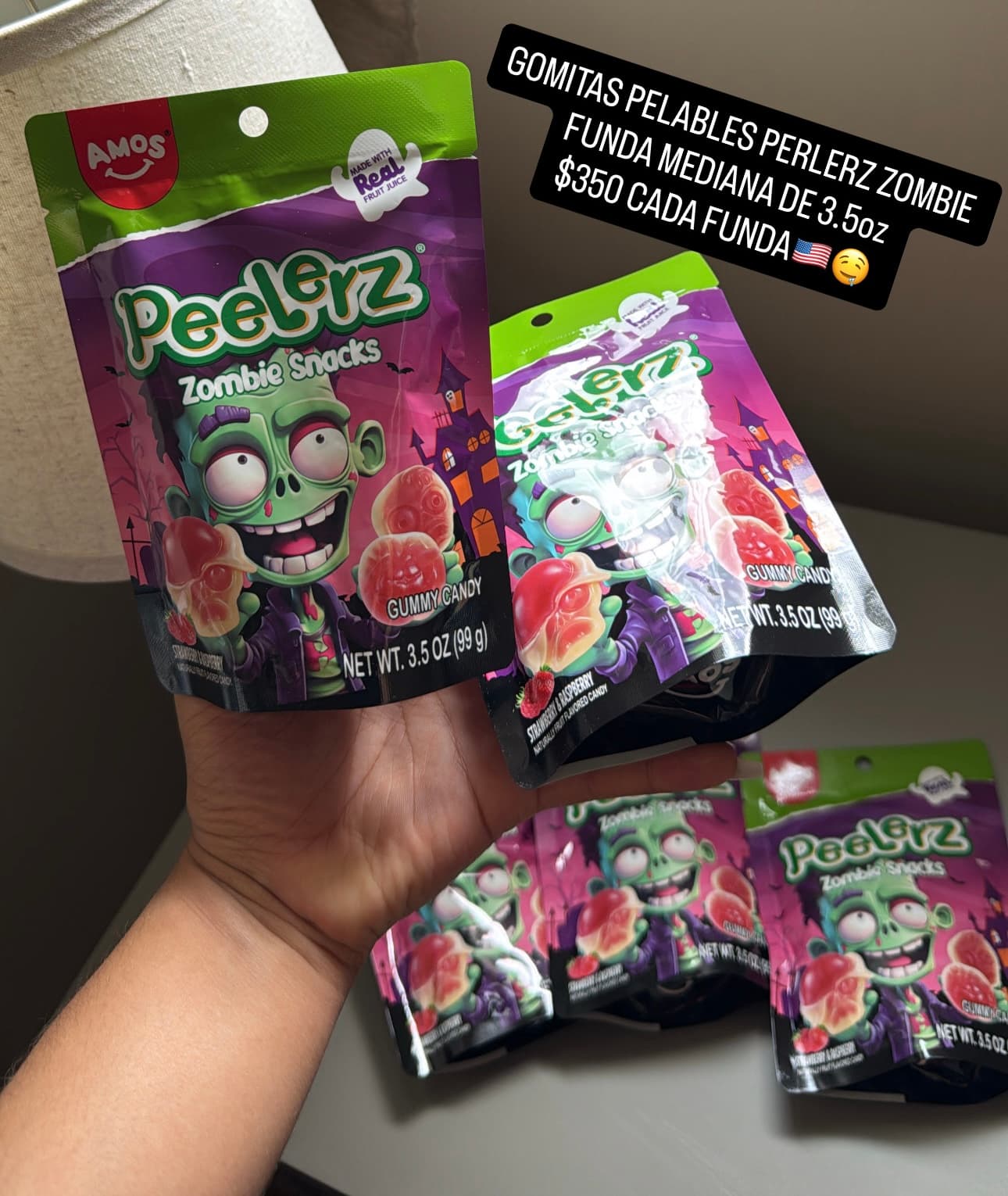 Amos Peelerz Zombie Snacks gomitas pelables 3.5 oz