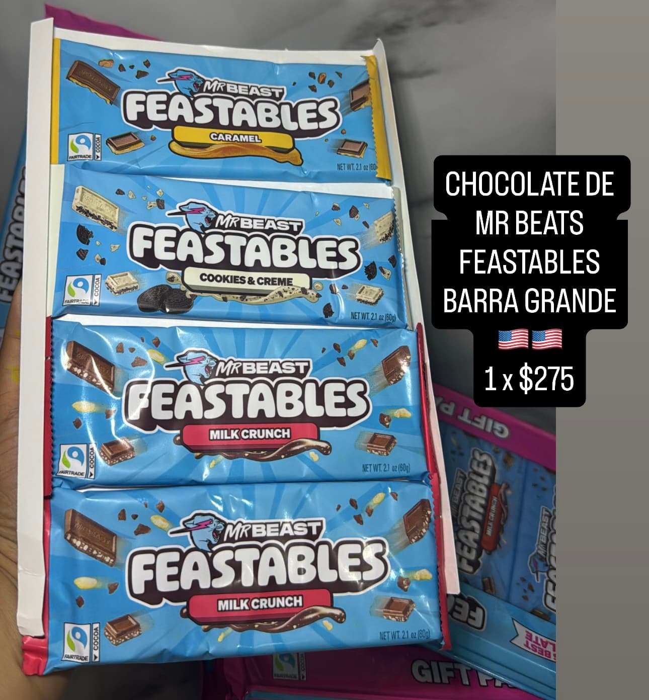 MrBeast Feastables 1 barra grande de chocolate