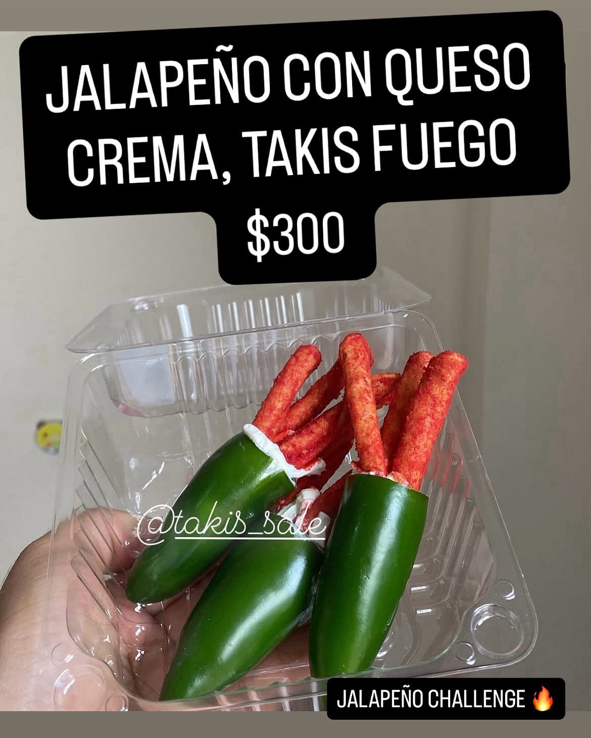 Jalapeño con queso crema y Takis Fuego
