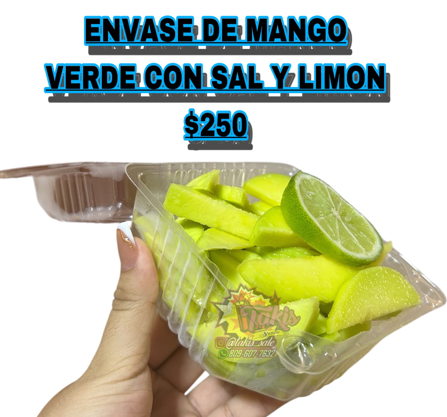 Envase de mango verde con sal y limón