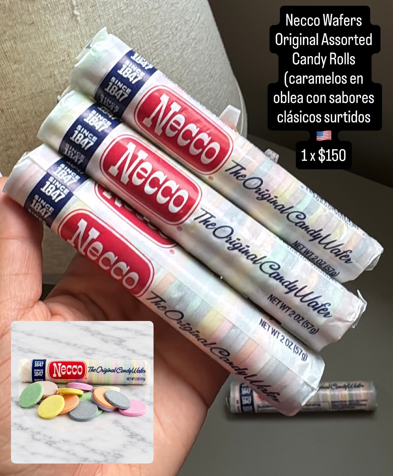 Necco Wafers Original Assorted Candy Rolls