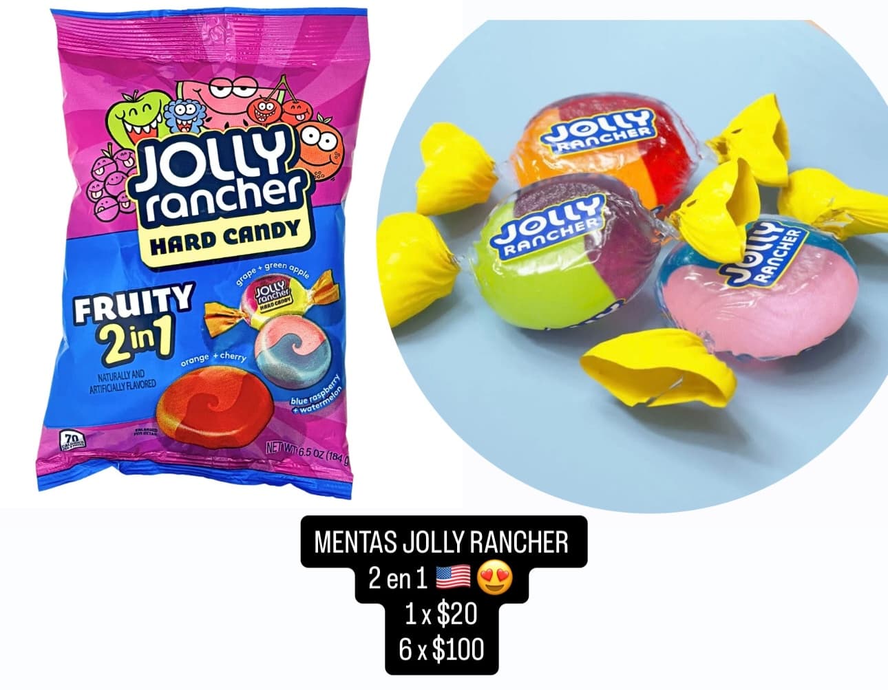 Caramelos duros Jolly Rancher Fruity 2 in 1