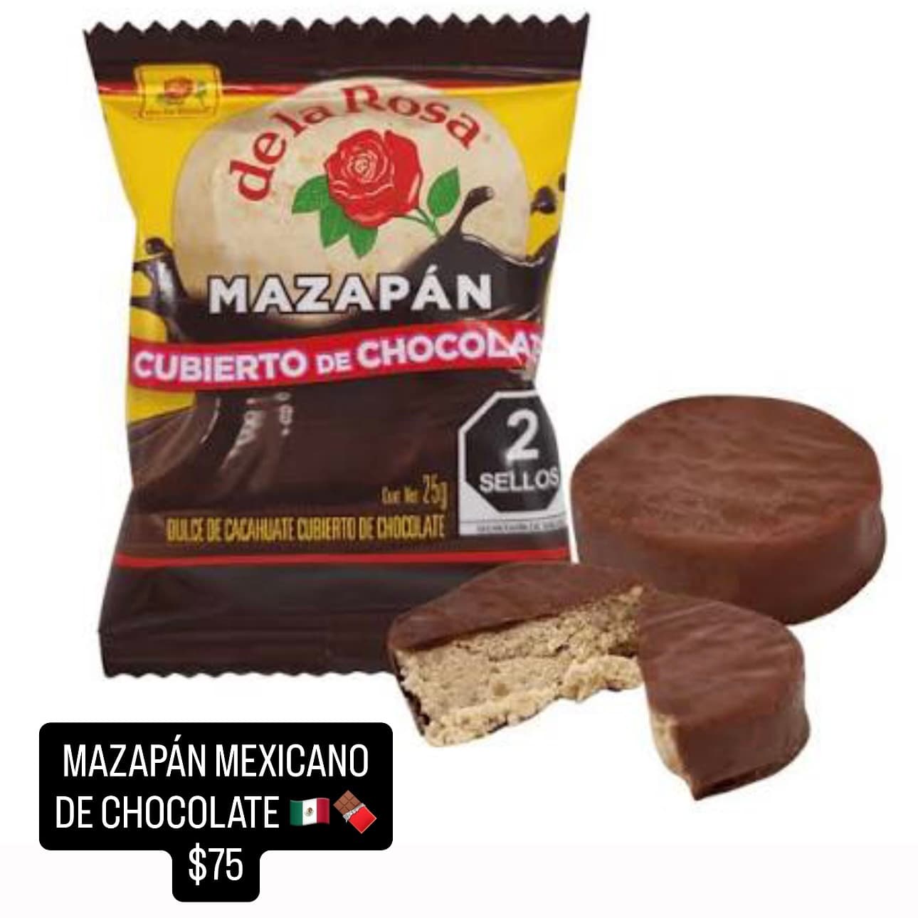Mazapán de la Rosa cubierto de chocolate